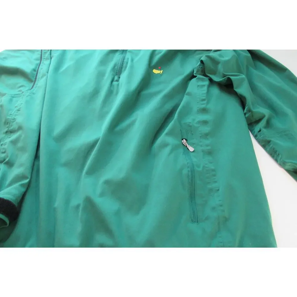 Masters Tech Men’s Green 1/4 Zip Long Sleeve Golf Pullover Jacket Pockets Logo L